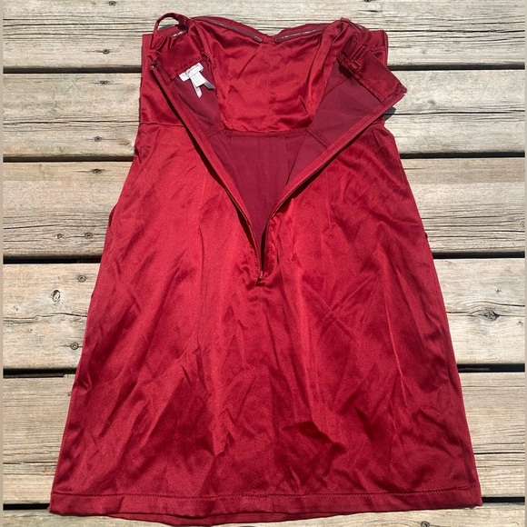Dynamite Red Strapless Satin Party Dress - Size Small - Size 5 - Picture 3 of 6